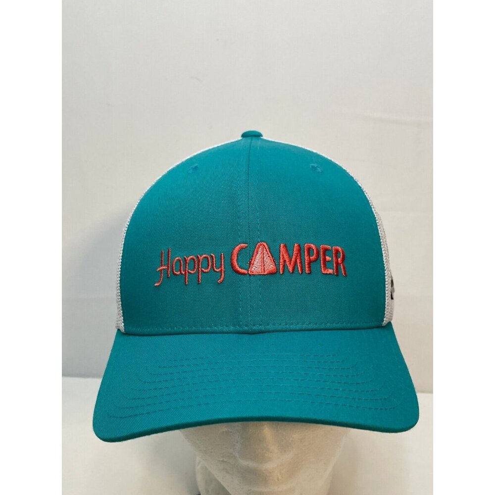 Columbia Sportswear Happy Camper hat cap 7 1/2" trucker mesh green white